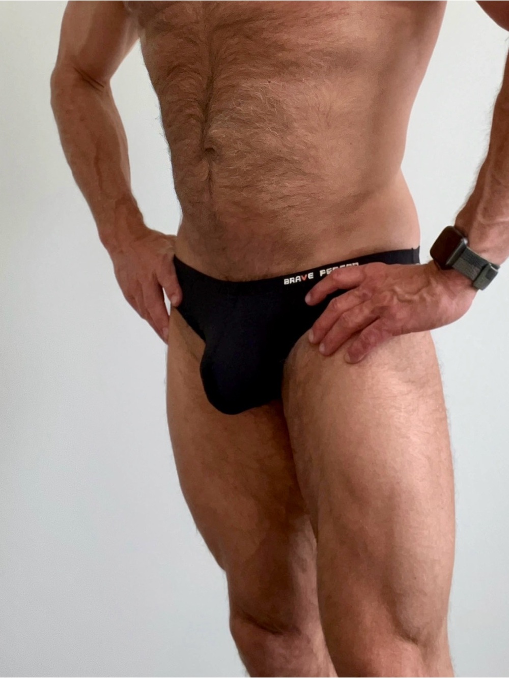 Brave Person Black Men's Swim Briefs - Low-Rise Support, medium, unlined, new
